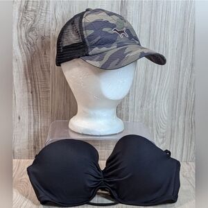 Victoria's Secret Black Convertible Bikini Top Women's Size 36C